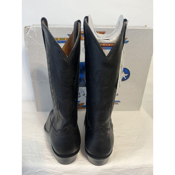 Men's Cowboy Classic Leather Boots Rodeo Bravo Black Piel Grasso Size 6 - Picture 2 of 7